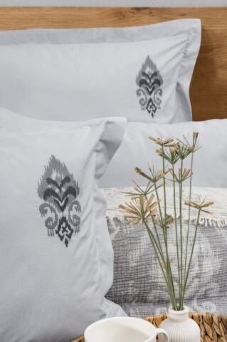 Battal Boy Müslin Yatak Örtüsü Seti %100 Pamuk Rustic Gri