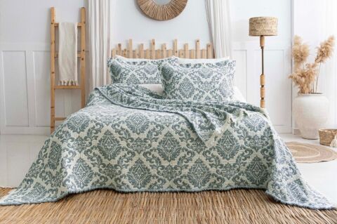 Battal Boy Müslin Yatak Örtüsü Seti Berry Turkuaz