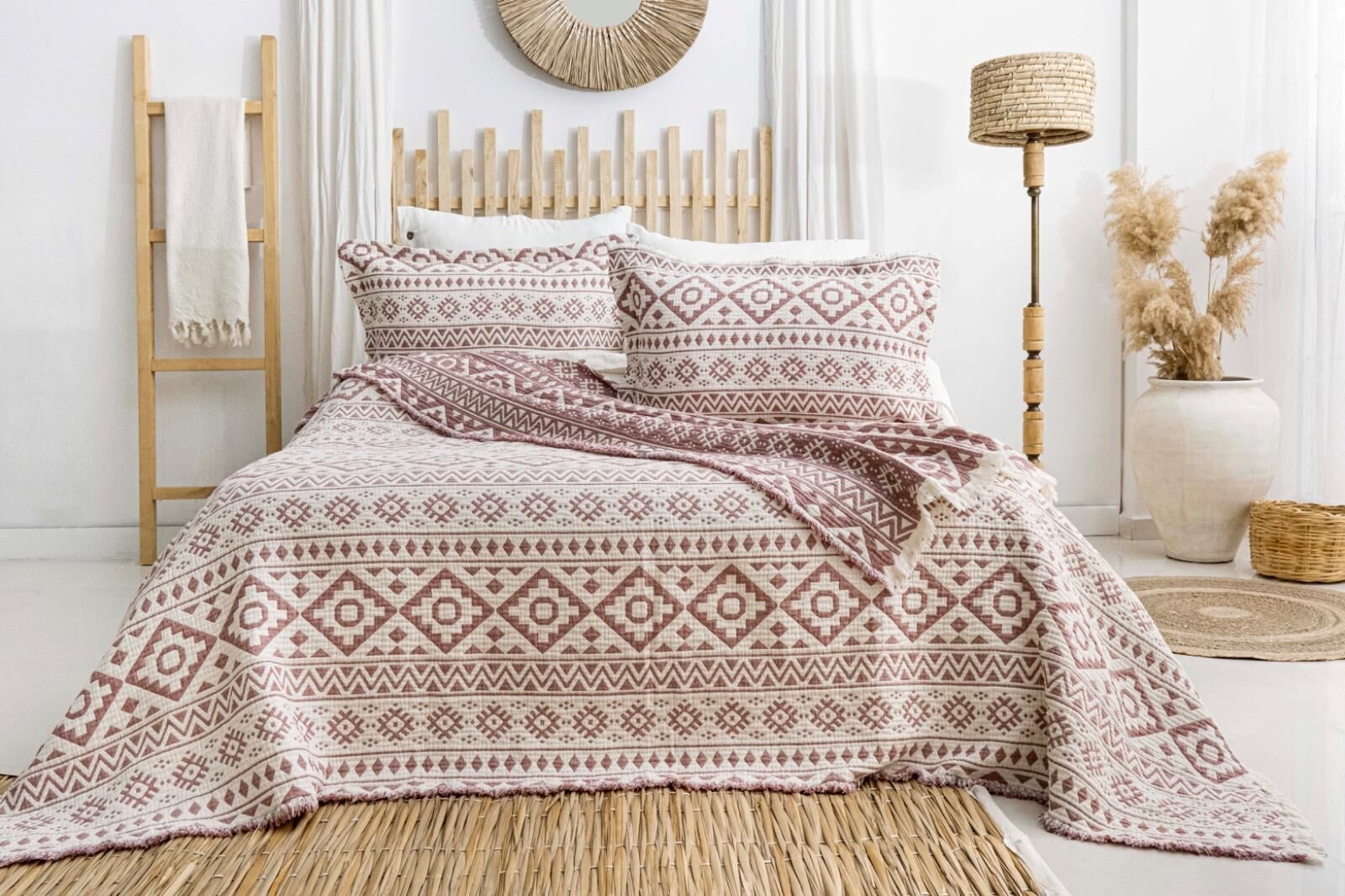 Battal Boy Müslin Yatak Örtüsü Seti Etna Bordo