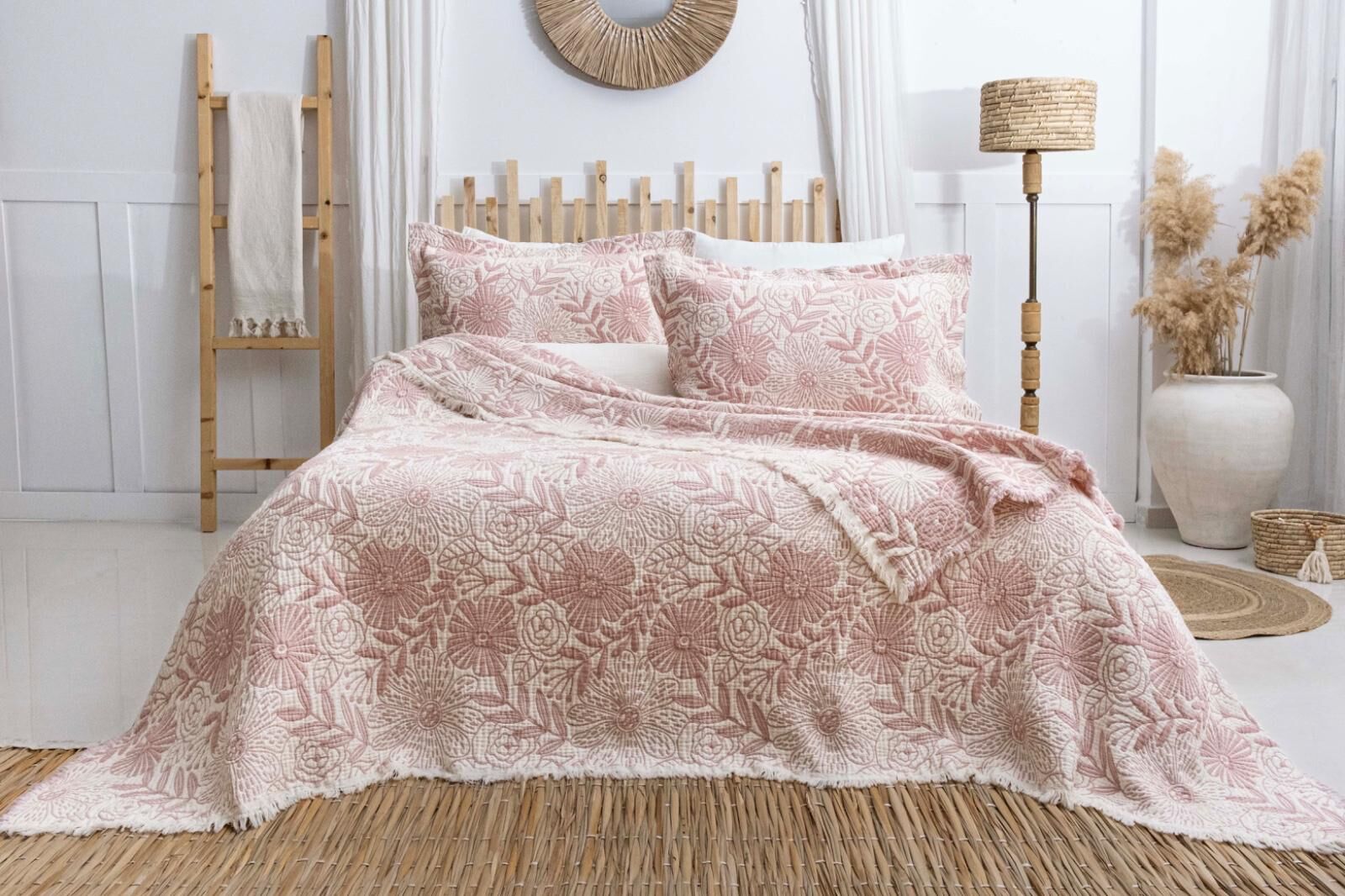 Battal Boy Müslin Yatak Örtüsü Seti Heaven Pudra