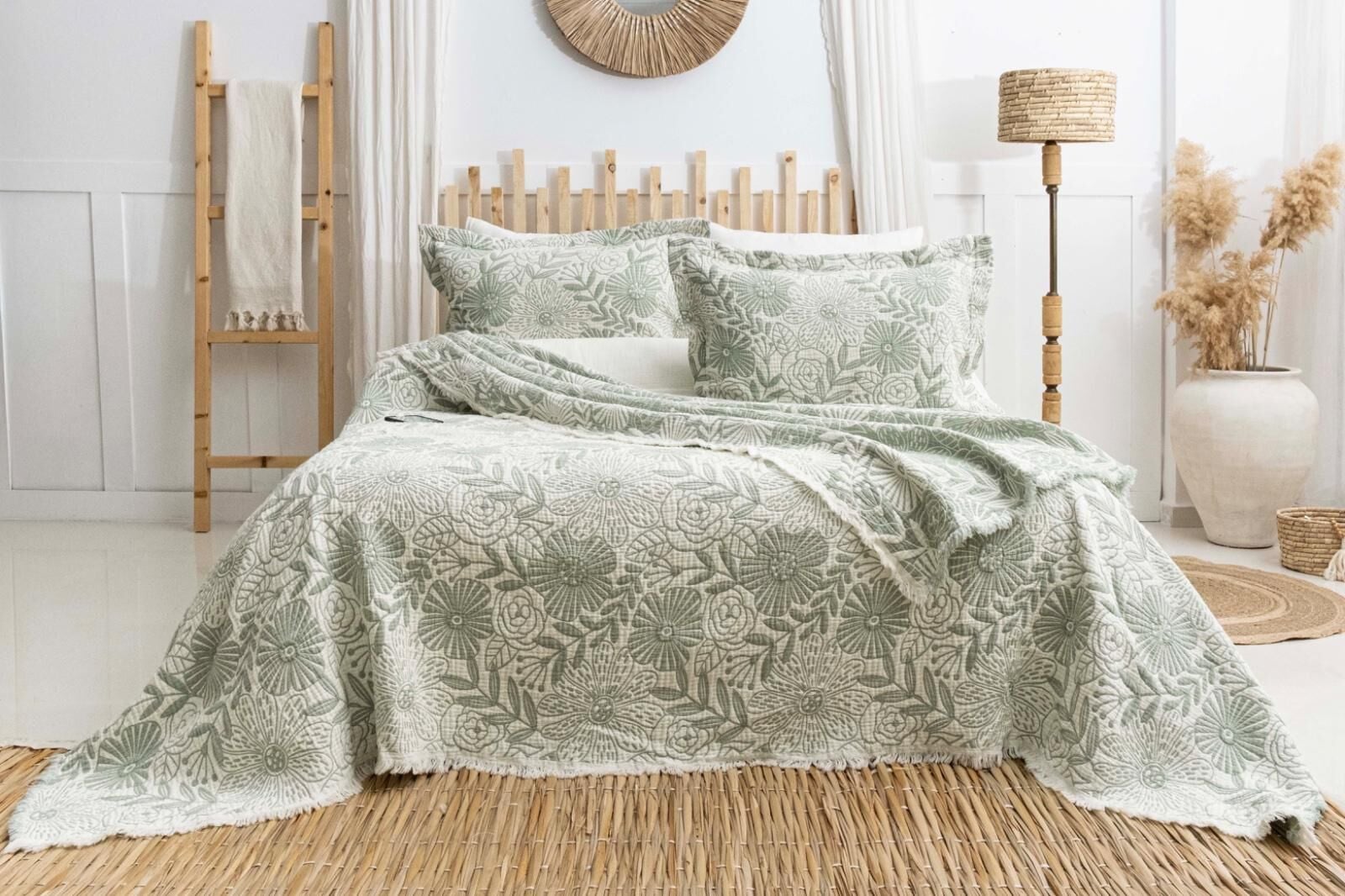 Battal Boy Müslin Yatak Örtüsü Seti Heaven Yeşil