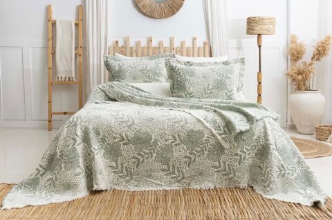 Battal Boy Müslin Yatak Örtüsü Seti Heaven Yeşil