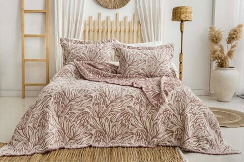 Battal Boy Müslin Yatak Örtüsü Seti Lavinya Bordo