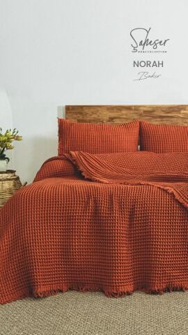 Şaheser Norah Battal Boy Waffle %100 Pamuk Pike Seti Kiremit