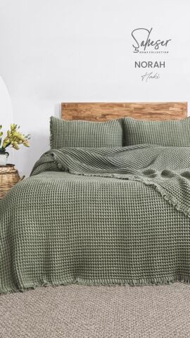 Şaheser Norah Battal Boy Waffle %100 Pamuk Pike Seti Haki