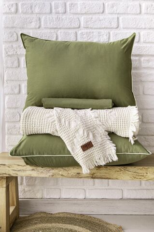 Battal Boy Jakarlı Müslin Yatak Örtüsü Seti Pumila Krem