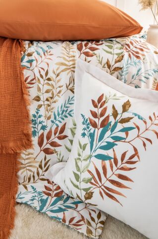 Özel Seri Jakarlı Pikeli Nevresim Takımı Linum Kiremit