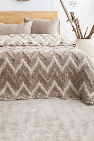 Şaheser Loren Battal Boy Jakarlı 6 kat Müslin Organik Yatak Örtüsü Bej