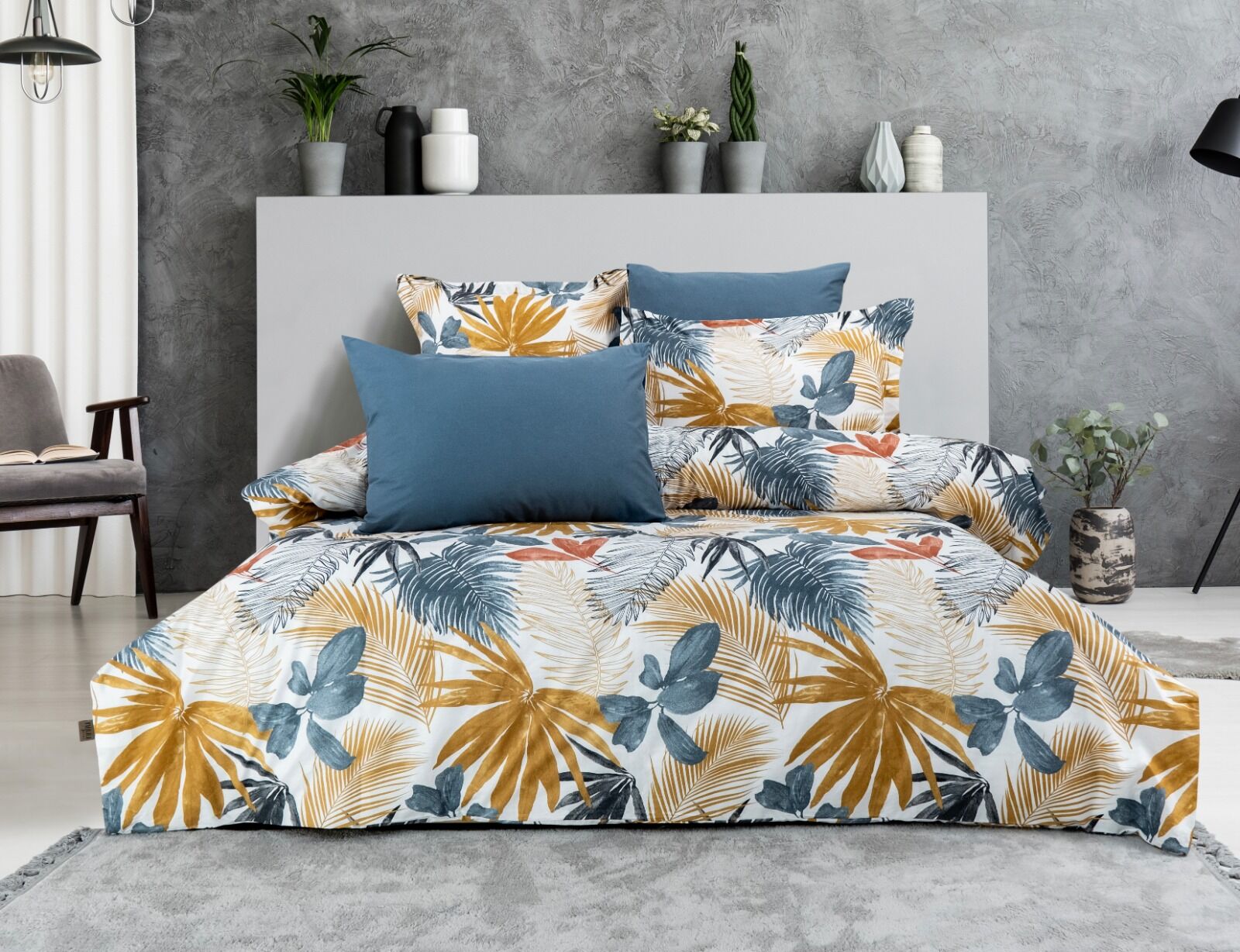 Özel Seri Pamuk Saten Tencel Nevresim Takımı Palma