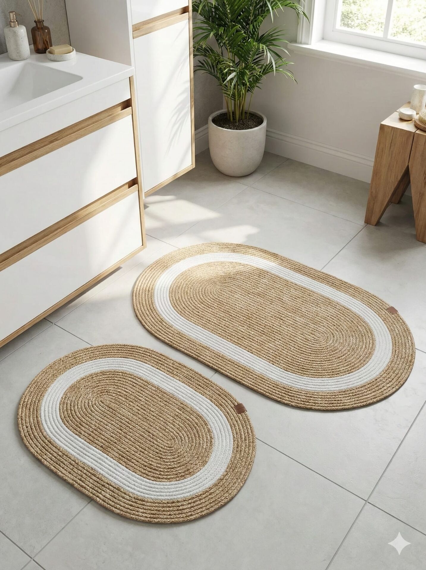 Jüt Hasır 2 li Kaymaz Taban Paspas Seti Model 1