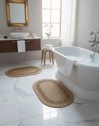 Jüt Hasır 2 li Kaymaz Taban Paspas Seti Model 5