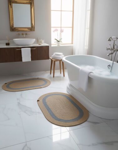 Jüt Hasır 2 li Kaymaz Taban Paspas Seti Model 6