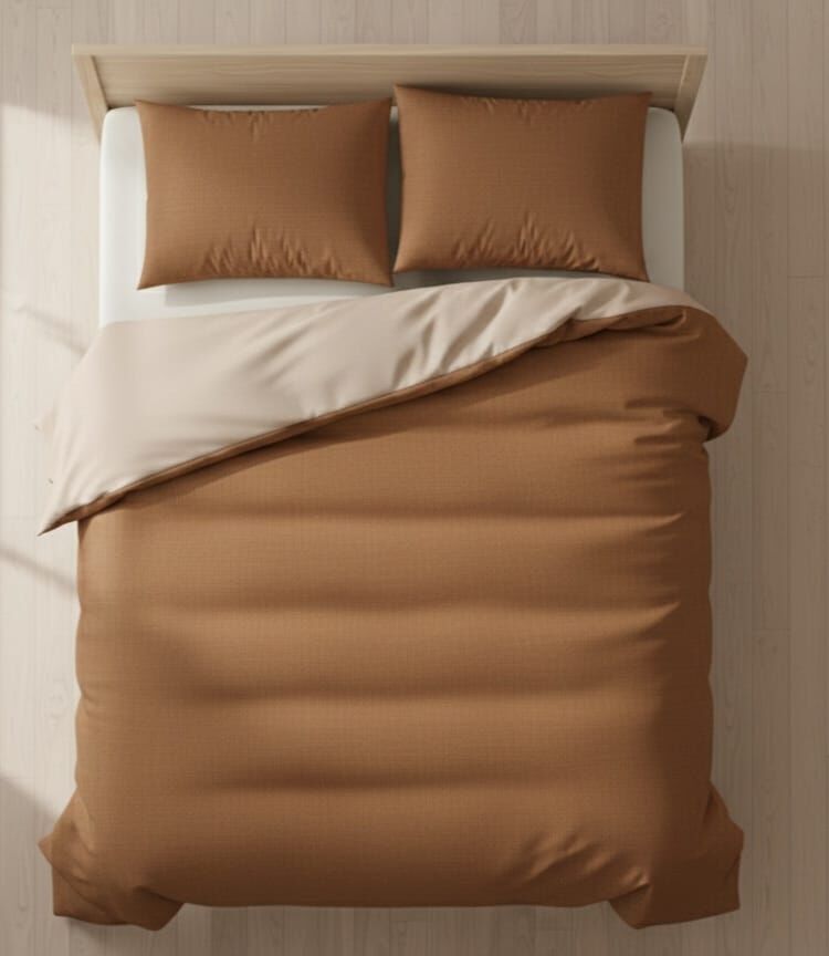 Brillant Çift Taraflı Çift Kişilik Nevresim Takımı Kahve