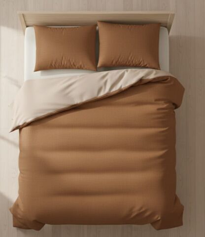 Brillant Çift Taraflı Çift Kişilik Nevresim Takımı Kahve