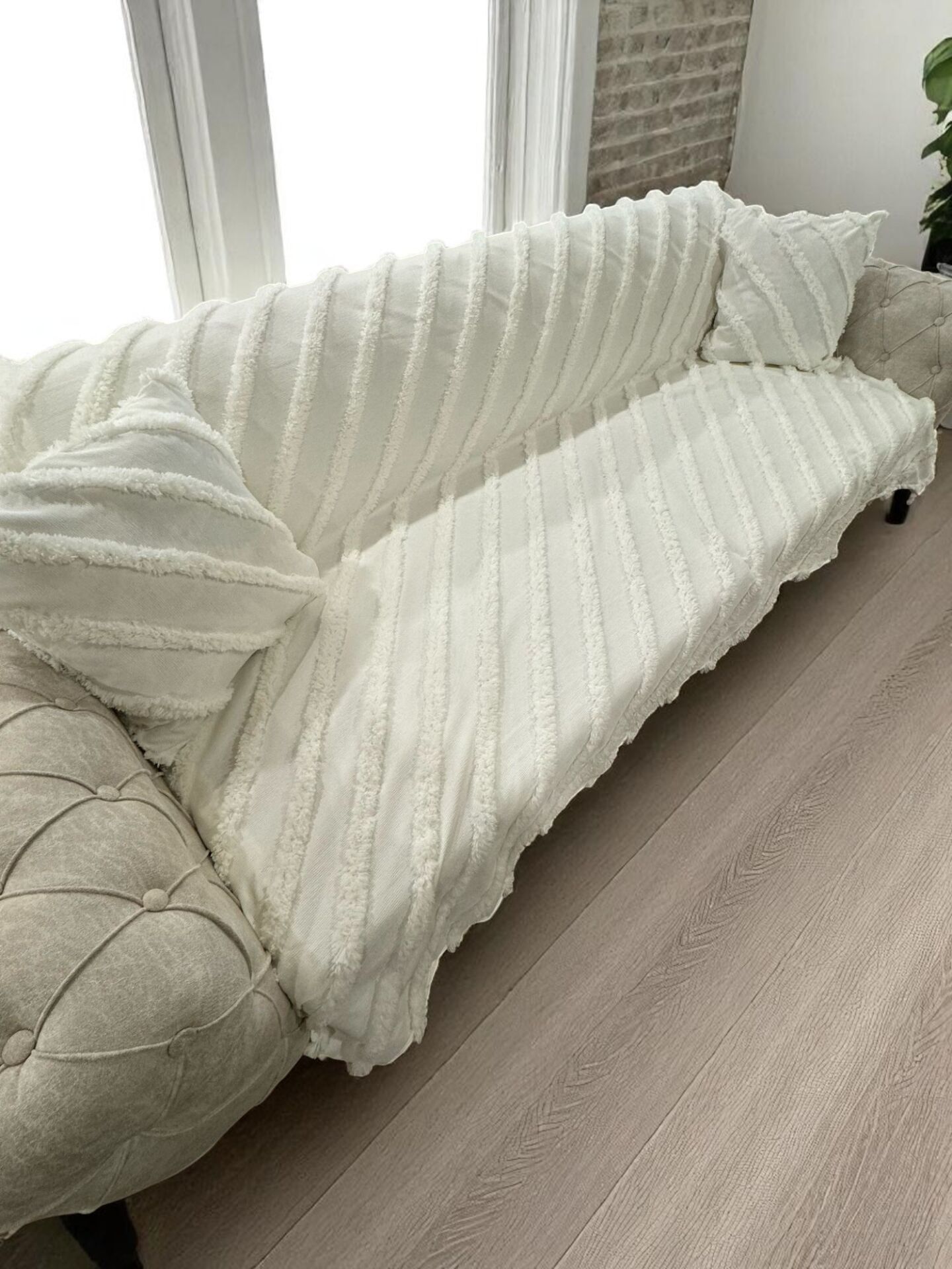 BlueMaison Estiva Butik Şönil Koltuk Örtüsü (Kırlentli) Craft Ekru
