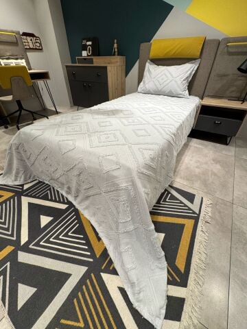 Violacasa Estiva Puffy Tek Kişilik Yatak Örtüsü Dailing Gri