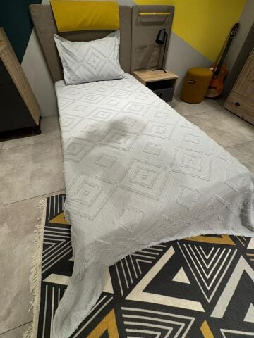 Violacasa Estiva Puffy Tek Kişilik Yatak Örtüsü Dailing Gri