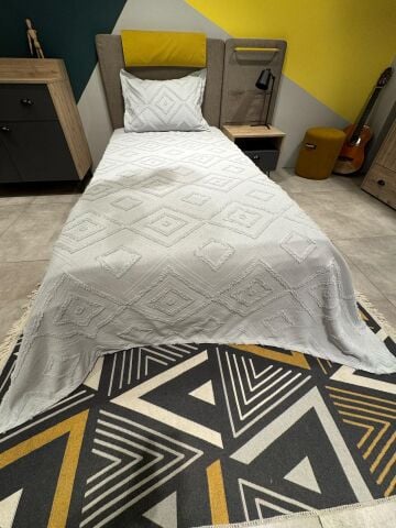 Violacasa Estiva Puffy Tek Kişilik Yatak Örtüsü Dailing Gri