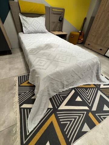 Violacasa Estiva Puffy Tek Kişilik Yatak Örtüsü Dailing Gri