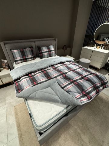 Tekstil Diyarı Çift Kişilik Welsoft Yorgan Yastıklı Ekose