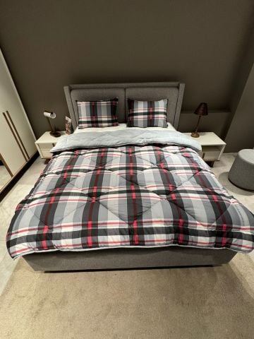 Tekstil Diyarı Çift Kişilik Welsoft Yorgan Yastıklı Ekose