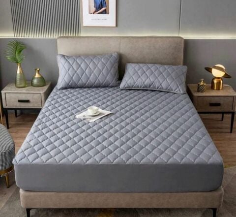 FİTTED SIVI GEÇİRMEZ YATAK KORUYUCU ALEZ RENK GRİ (Yastık Alezi Dahil)