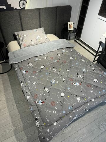 Tekstil Diyarı Tek Kişilik Çift Taraflı Welsoft Yorgan Uzay Gri