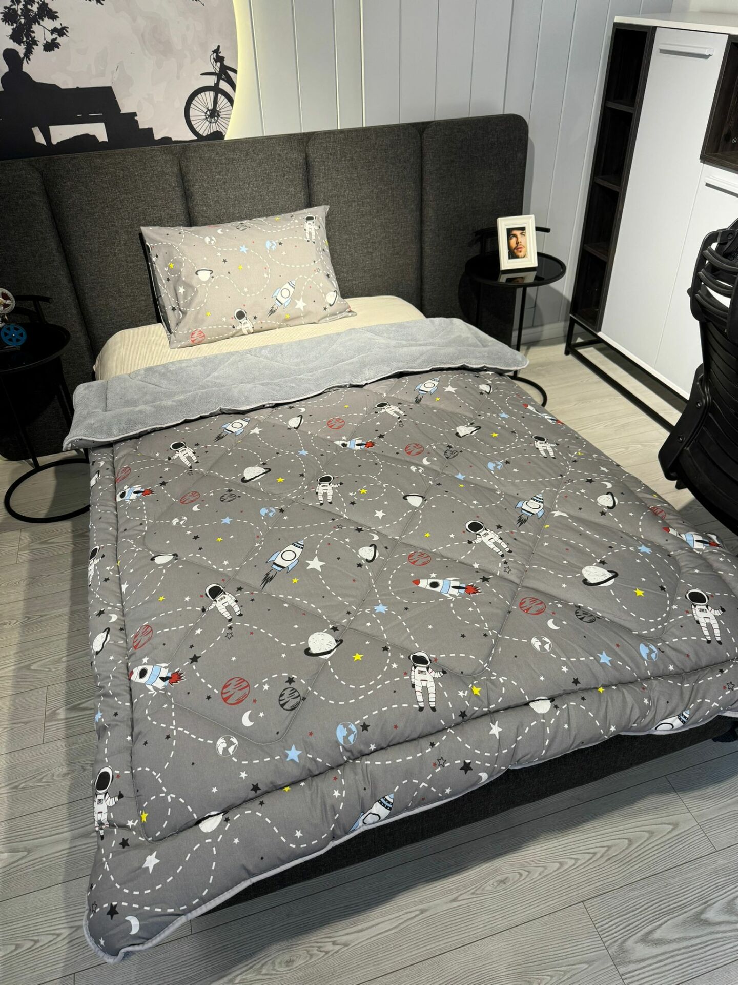 Tekstil Diyarı Tek Kişilik Çift Taraflı Welsoft Yorgan Uzay Gri