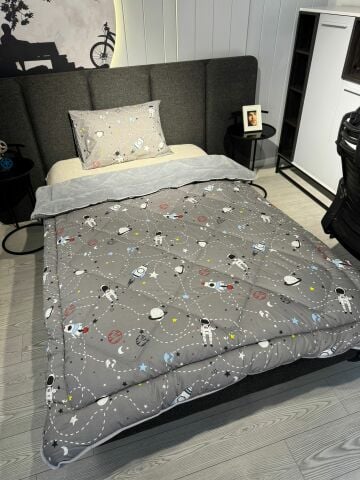 Tekstil Diyarı Tek Kişilik Çift Taraflı Welsoft Yorgan Uzay Gri