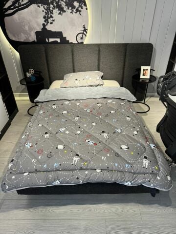 Tekstil Diyarı Tek Kişilik Çift Taraflı Welsoft Yorgan Uzay Gri