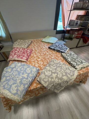 Çift Kişilik Müslin %100 Pamuk Organik Yatak Örtüsü Damask (8 Renk)