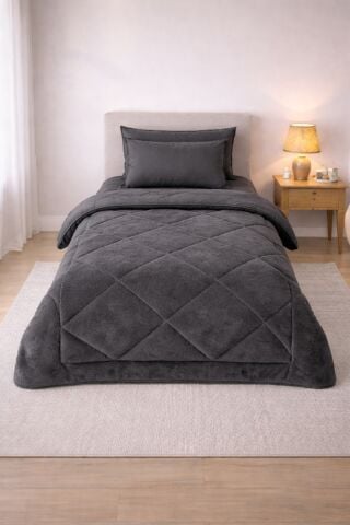 Exclusive Welsoft Tek Kişilik Uyku Seti Lastikli Çarşaflı Antrasit