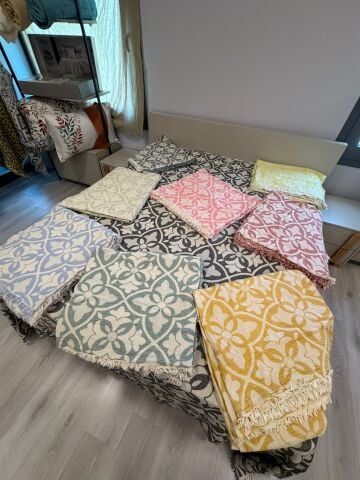 Çift Kişilik Müslin %100 Pamuk Organik Yatak Örtüsü Flower (9 Renk)