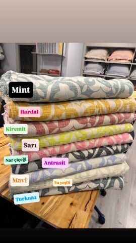 Çift Kişilik Müslin %100 Pamuk Organik Yatak Örtüsü Flower (9 Renk)