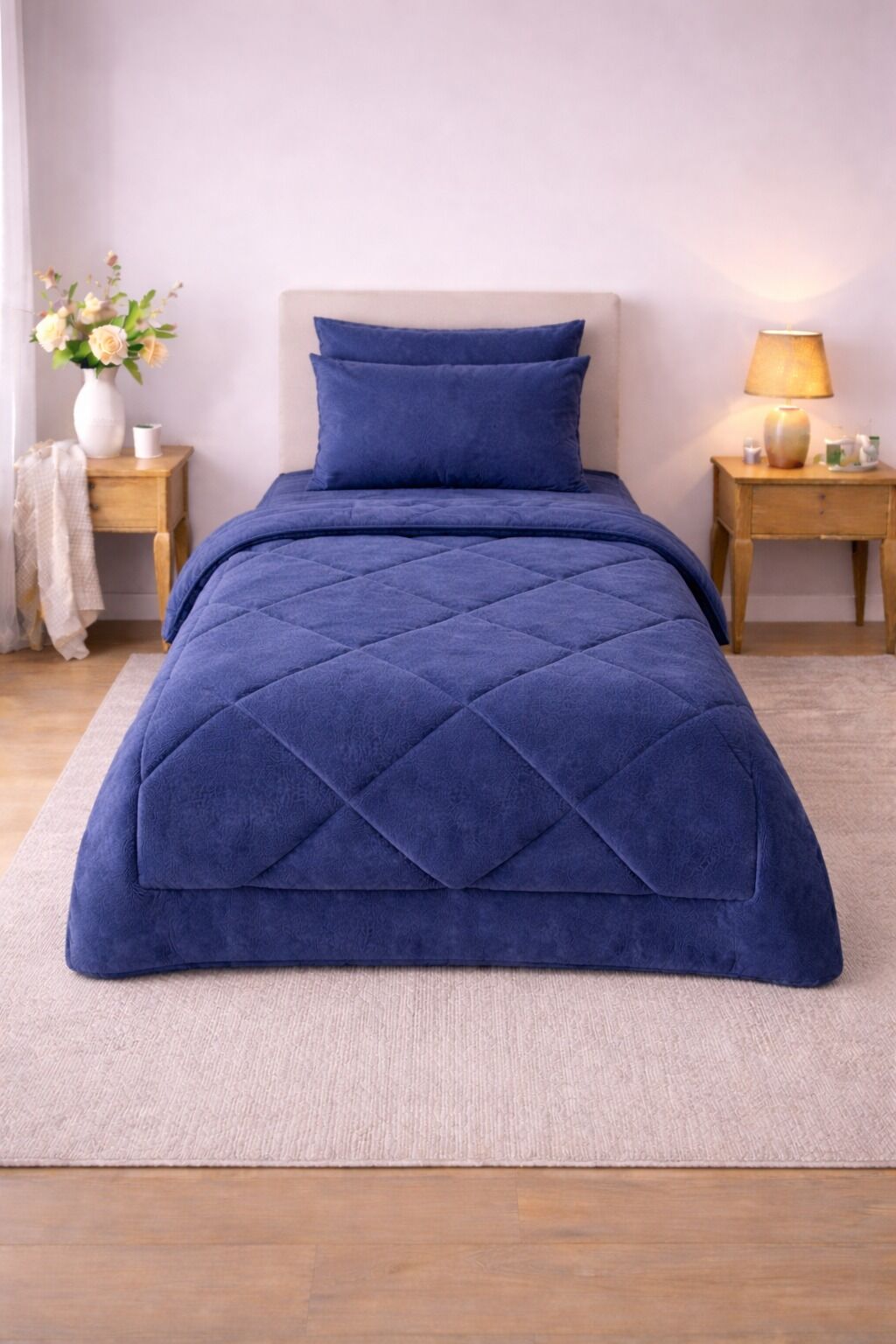 Exclusive Welsoft Tek Kişilik Uyku Seti (100-120cm Çarşaf Seçeneği) İndigo