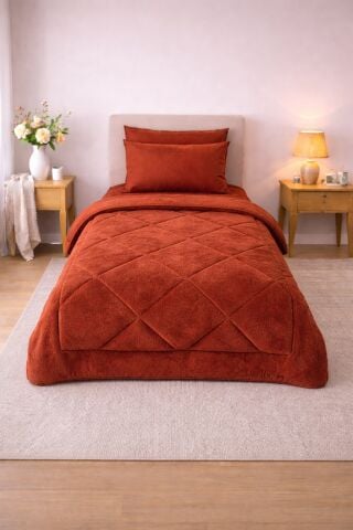 Exclusive Welsoft Tek Kişilik Uyku Seti (100-120cm Çarşaf Seçeneği) Kiremit