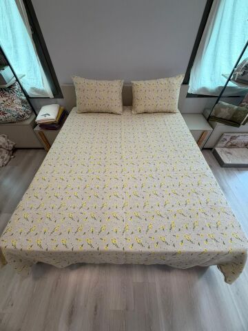 Sonia %100 Pamuk Battal Boy Pike Seti Flowes Sarı