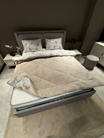 Tekstil Diyarı Çift Kişilik Welsoft Yorgan Yastıklı Bej Kelebek