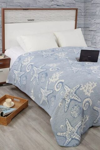 Dinarsu Çift Taraflı Pamuk Battaniye Çift Kişilik Sandy