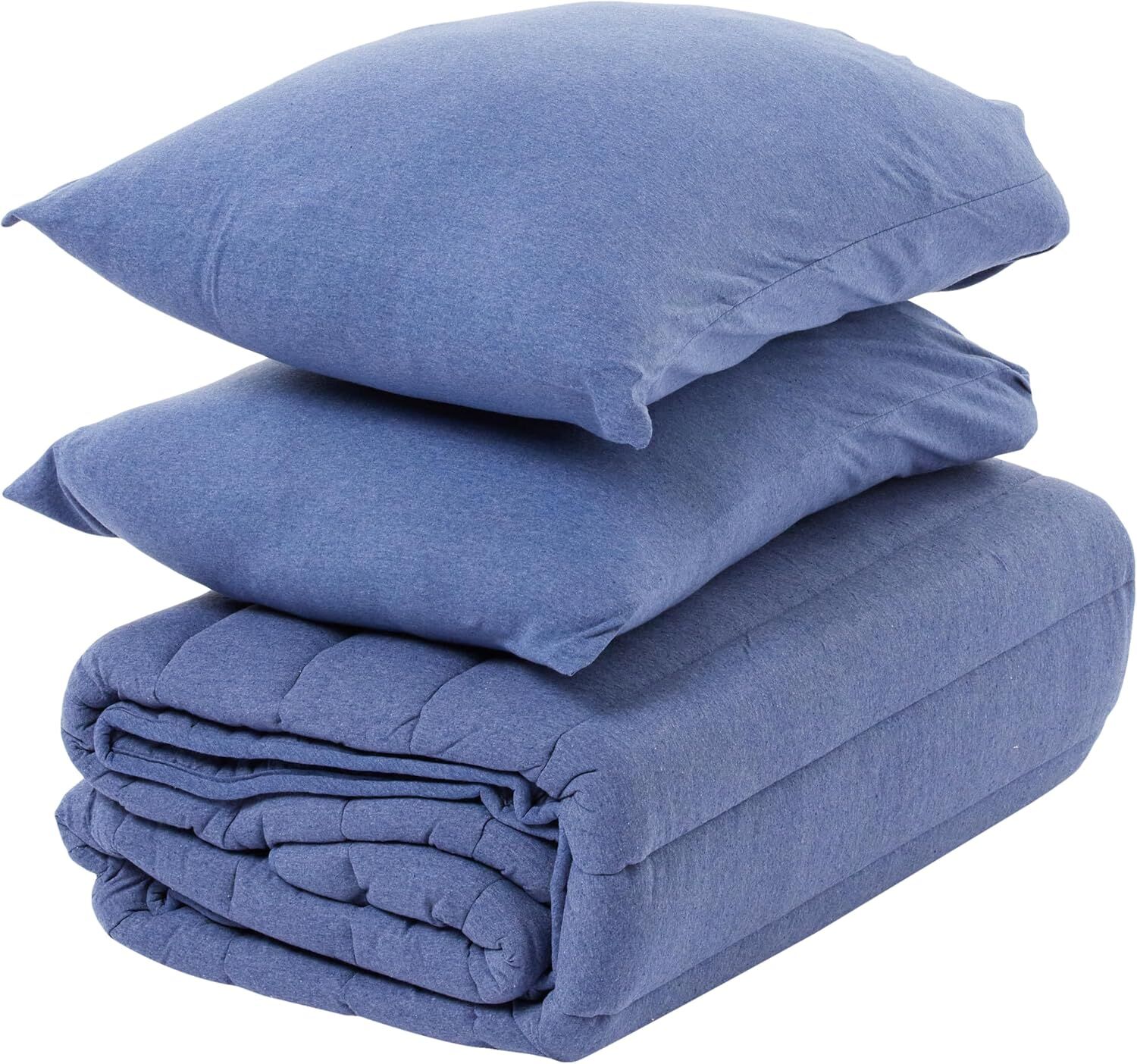 Taç Jersey Lastikli Çarşaflı Yorgan Seti Natura İndigo