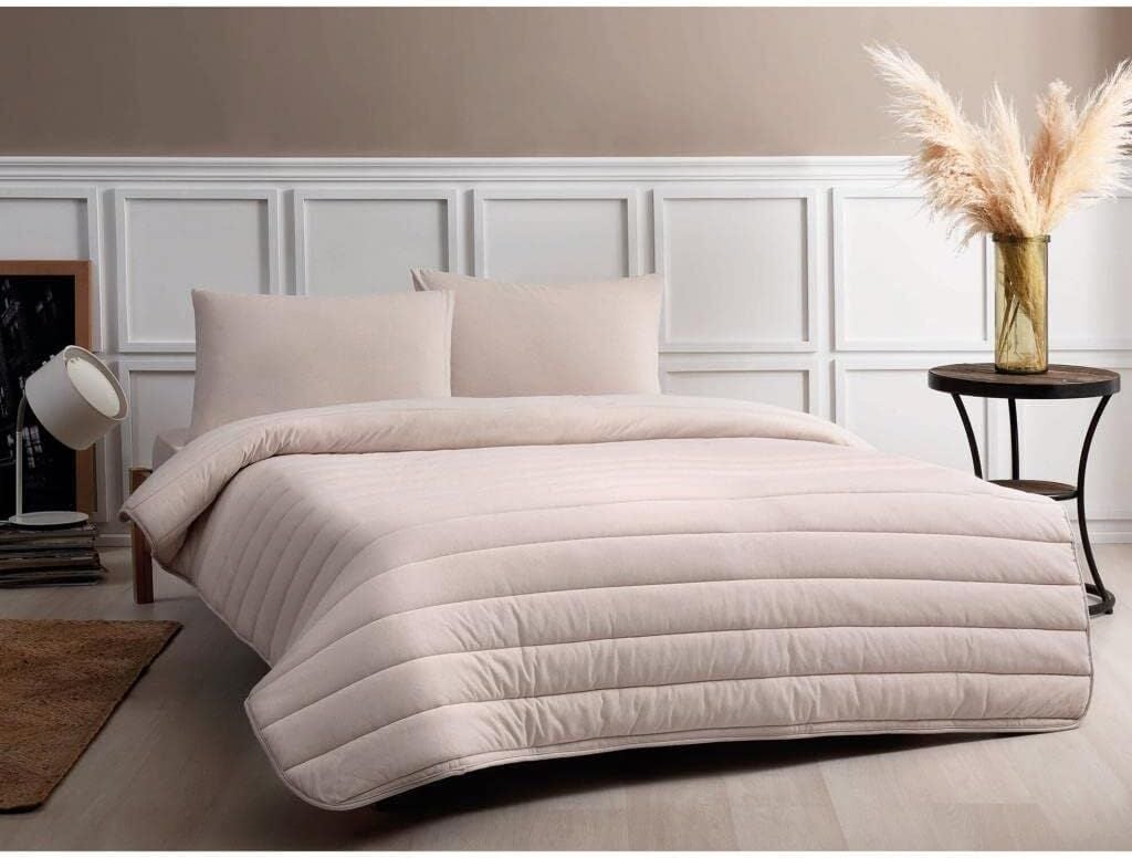 Taç Jersey Lastikli Çarşaflı Yorgan Seti Natura Cappicuno