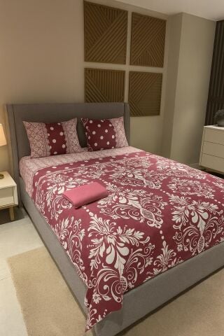 Markaların Outlet Nevresim Takımı Çift Kişilik Damask Bordo