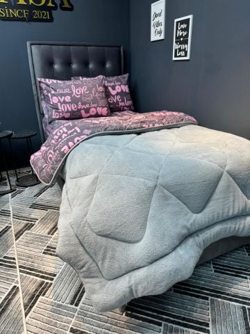 Tek Kişilik Welsoft Pufidik Uyku Seti Gri Love