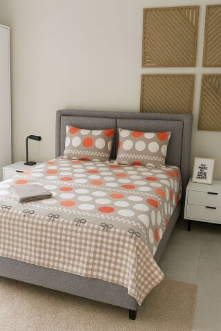 Markaların Outlet Nevresim Takımı Çift Kişilik Puant Orange